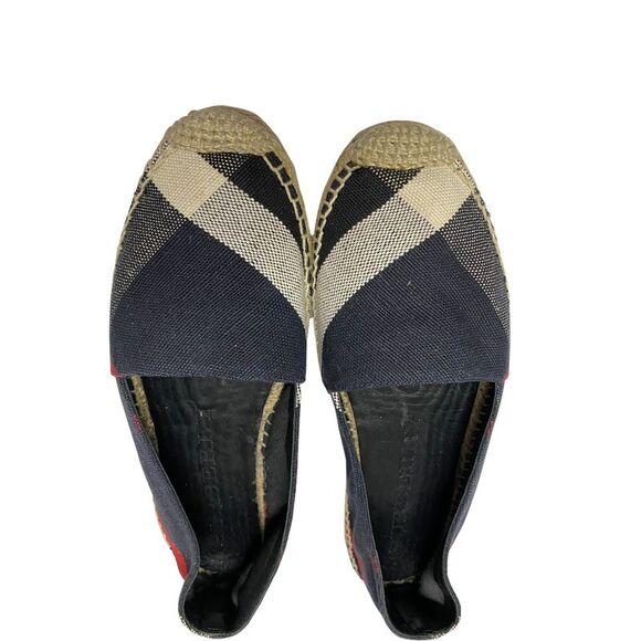 Burberry Checked Espadrilles in Navy Blue Canvas - Picture 8 of 8